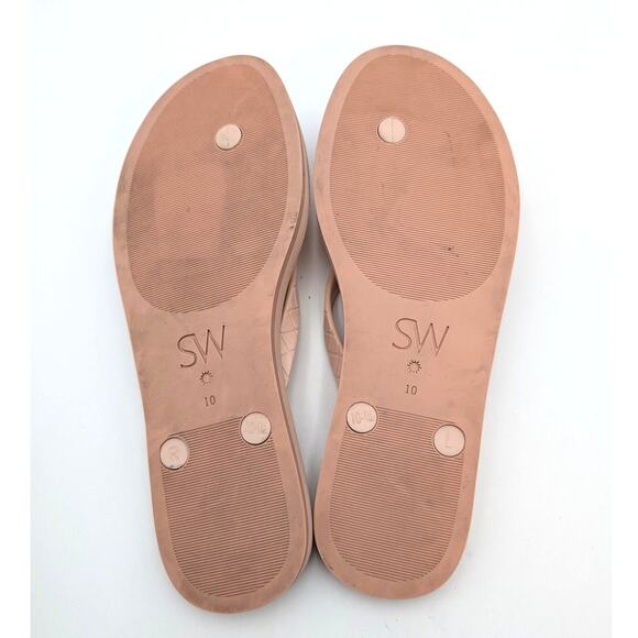 Stuart Weitzman Embossed Flip Flop Sandals Women's Pink Size US10 EU41 - Picture 8 of 11